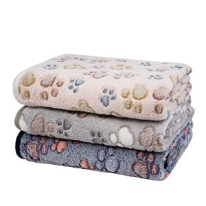 Dono 3 Soft Fleece Dog Blankets - Paw Print