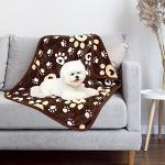AHOOCUSTOM Soft Fleece Dog Blanket with Paw Print