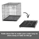 Double Door Folding Metal Dog Crate for Medium Breeds