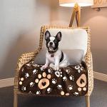 AHOOCUSTOM Soft Fleece Dog Blanket with Paw Print