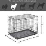 Double Door Folding Metal Dog Crate for Medium Breeds