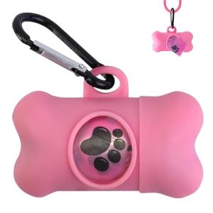 Pink Dog Poop Bag Dispenser with Carabiner