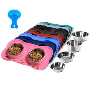 Stainless Steel Dog Bowls with No-Spill Mat