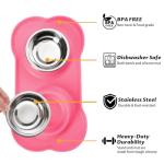 Stainless Steel Dog Bowls with No-Spill Mat