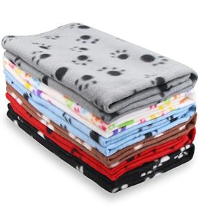 EAGMAK Cute Fleece Paw Print Pet Blankets - 6 Pack
