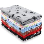 EAGMAK Cute Fleece Paw Print Pet Blankets - 6 Pack