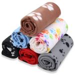 EAGMAK Cute Fleece Paw Print Pet Blankets - 6 Pack