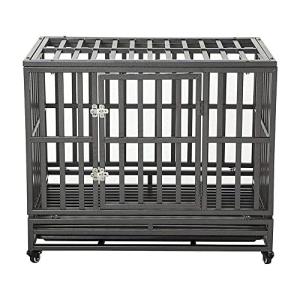 LUCKUP Heavy Duty 38-Inch Dog Cage with Wheels