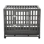 LUCKUP Heavy Duty 38-Inch Dog Cage with Wheels