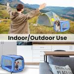 Portable Collapsible Travel Dog Crate, Blue