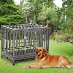 LUCKUP Heavy Duty 38-Inch Dog Cage with Wheels