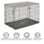 Double Door Folding Metal Dog Crate, 48-Inch
