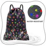 Black Dog Paw Print Drawstring Gym Backpack