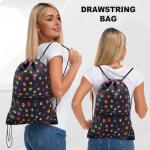 Black Dog Paw Print Drawstring Gym Backpack