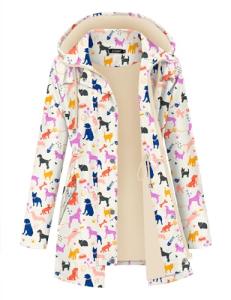 LOMON Women’s Lightweight Rain Jacket with Dog Print