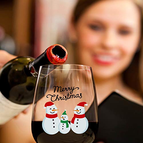 Funny Snowman Stemless Wine Glass Set for Christmas