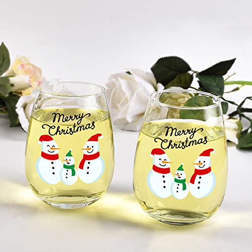 Funny Snowman Stemless Wine Glass Set for Christmas