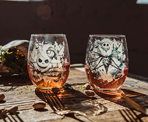 Disney Nightmare Before Christmas Stemless Wine Glasses