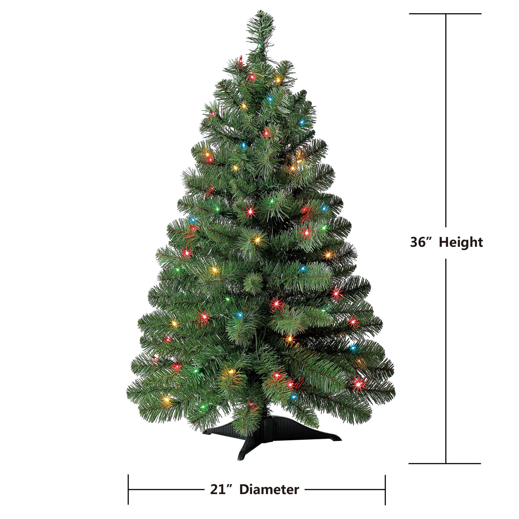 3ft Pre-Lit Christmas Tree with Multicolor Lights