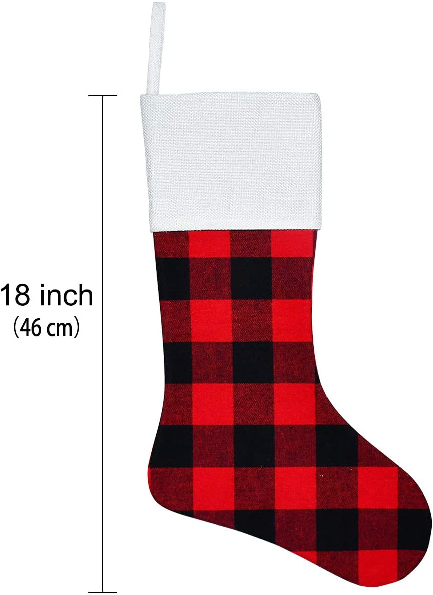 Buffalo Plaid Fireplace Hanging Christmas Stockings