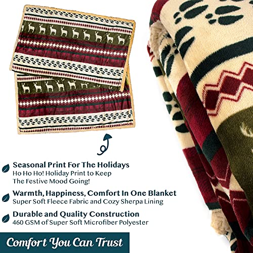Christmas Sherpa Fleece Blanket - Reindeer Design