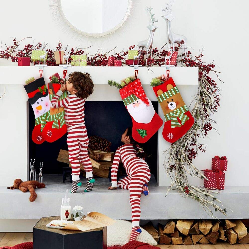 Set of 4 Festive Christmas Stockings