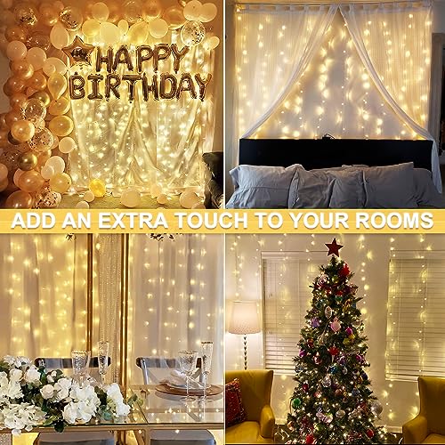 300 LED Remote Control Curtain Lights for Christmas