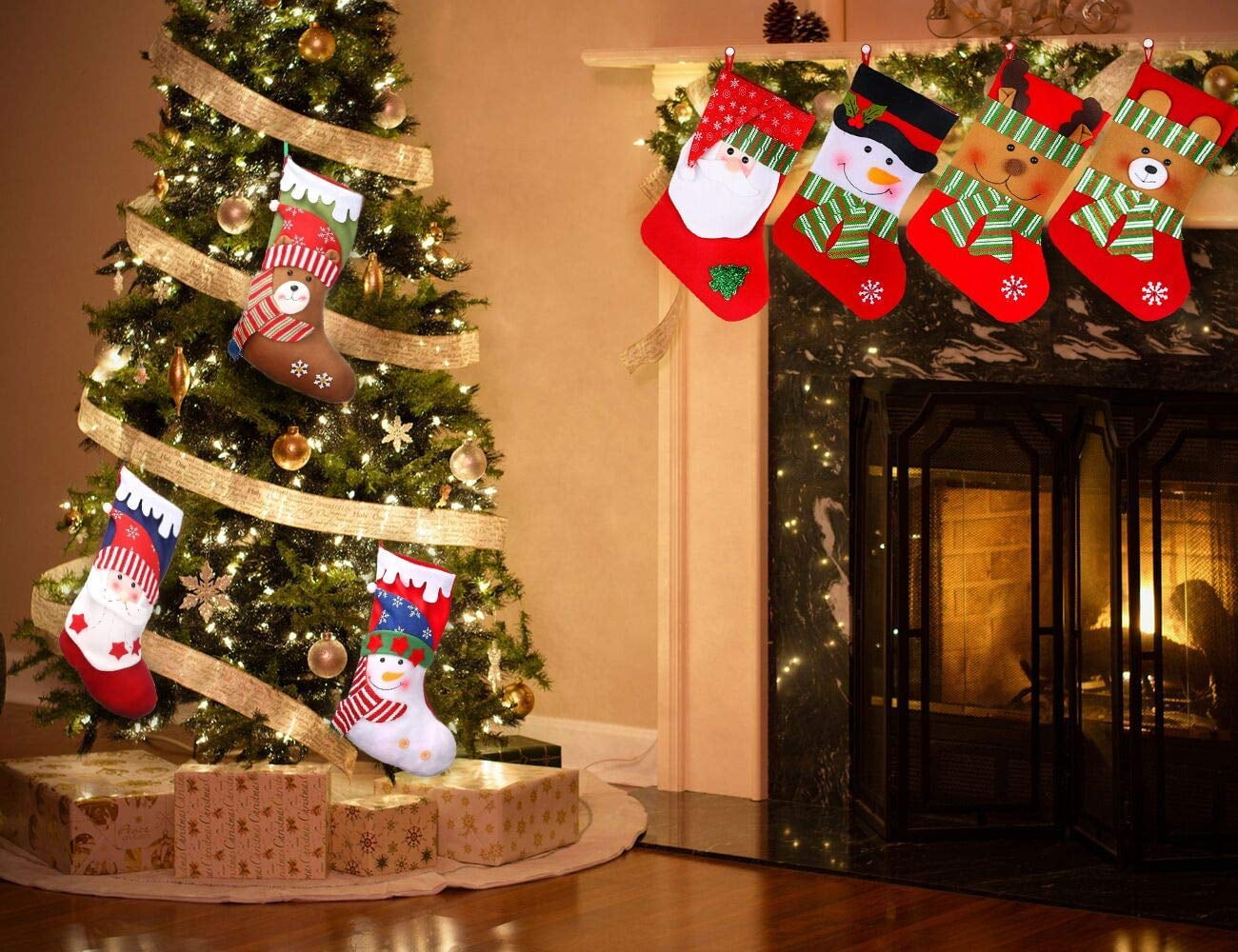 Set of 4 Festive Christmas Stockings