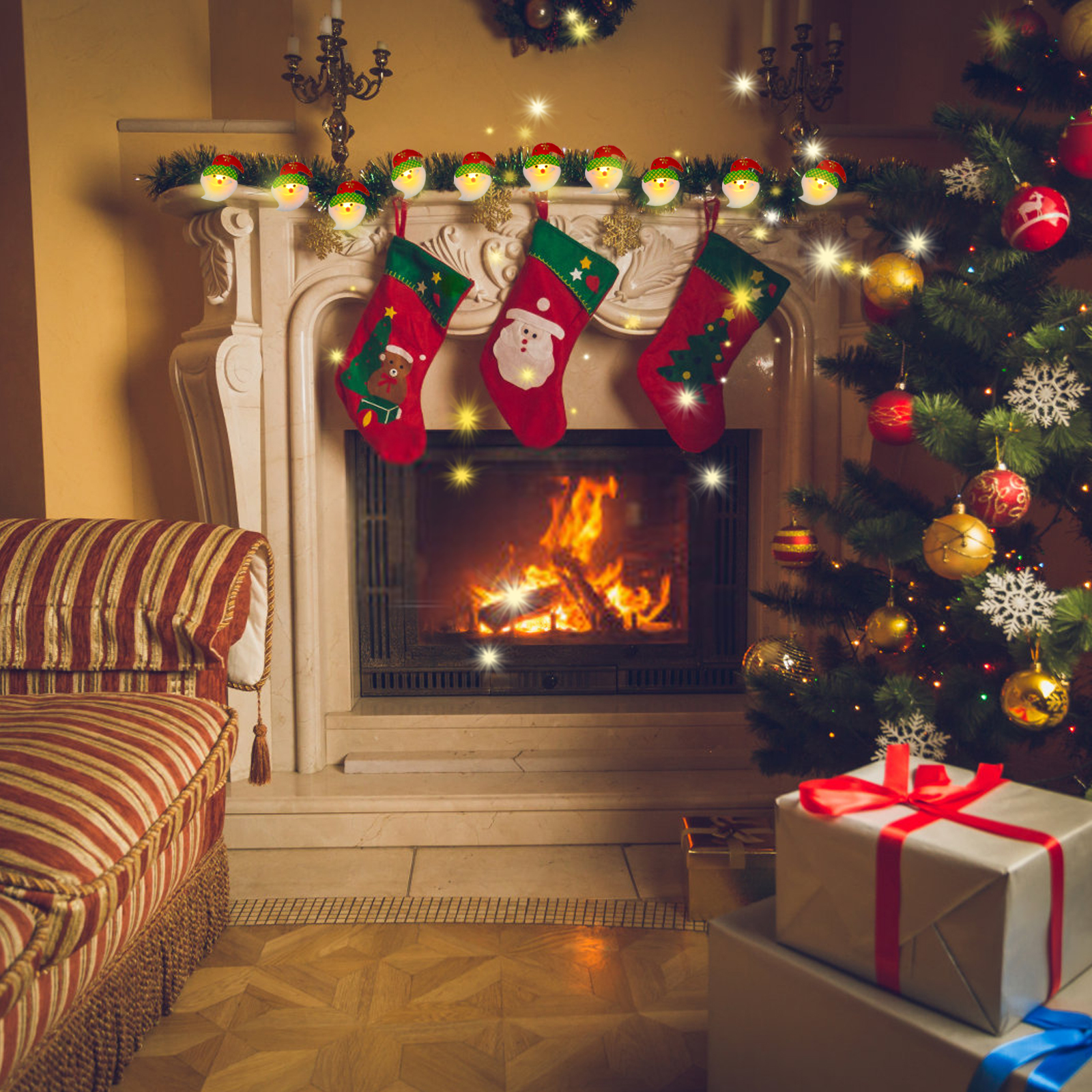 Santa Hat LED Lights for Christmas Tree