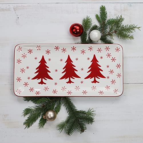 Colorful Winterfest Rectangular Ceramic Serving Platter