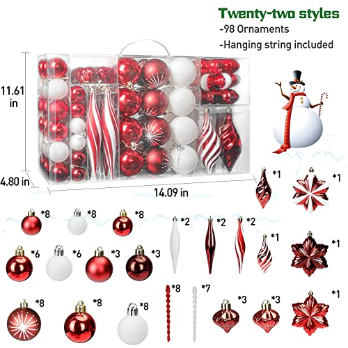 Large Red & White Christmas Tree Ornaments Bundle