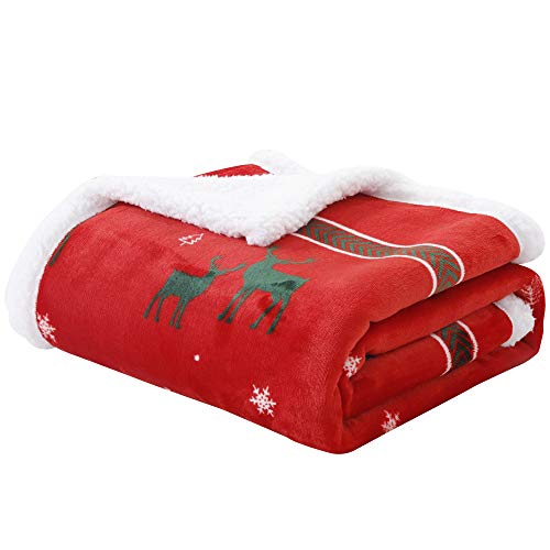 Cozy Red Sherpa Fleece Christmas Throw Blanket