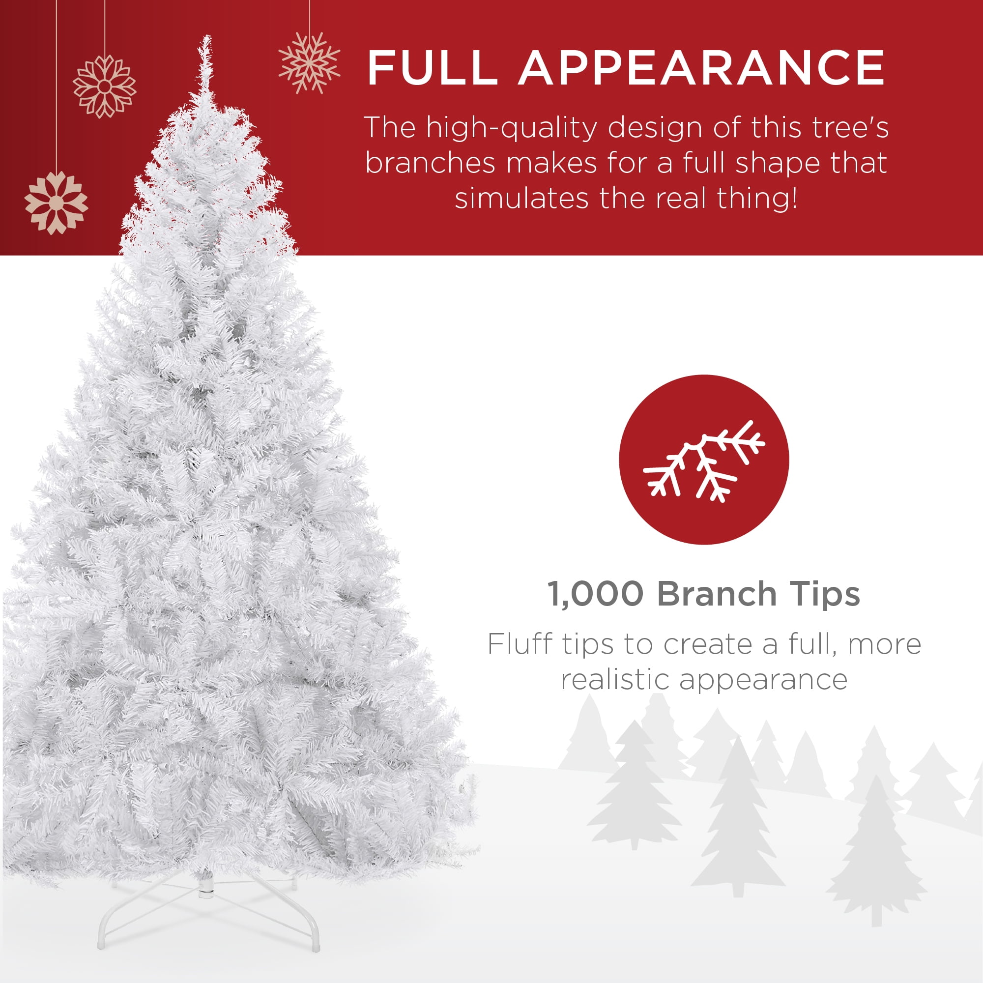 6ft Premium White Christmas Tree w/ 1,000 Tips