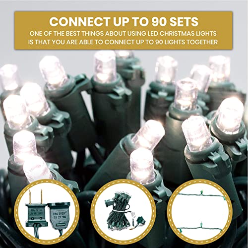Bright White LED Christmas String Lights - 50 Bulbs