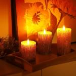 Flameless Pine Bark Effect LED Candle Set