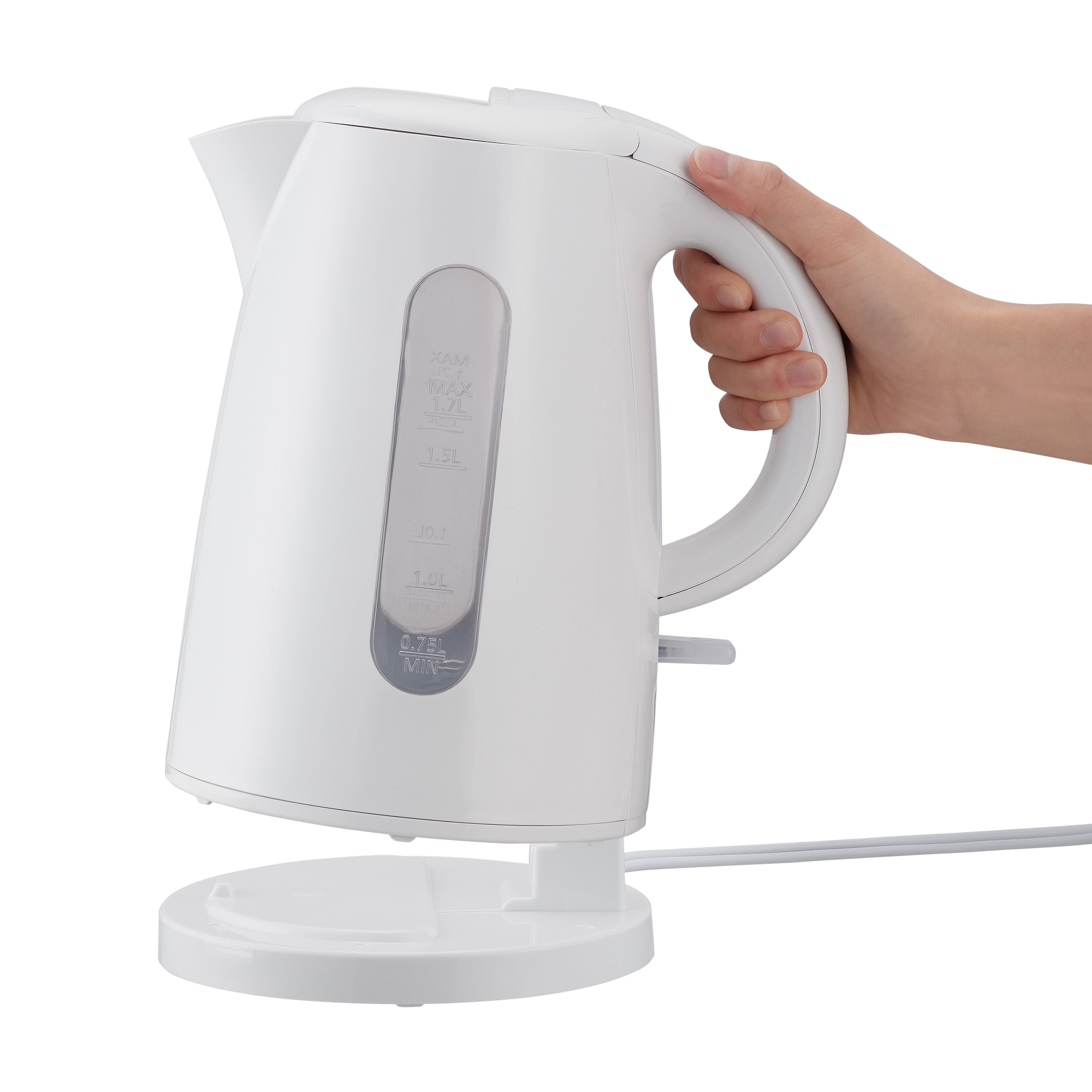 Mainstays 1.7L Electric Plastic Kettle, White