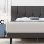 Yocreat Dark Grey Upholstered Double Bed Frame