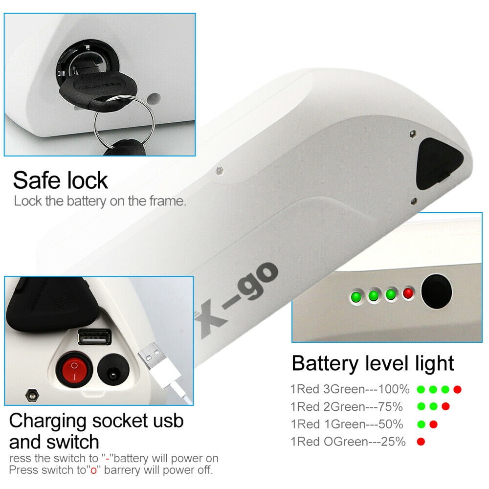 48V 13Ah Tiger Shark Ebike Battery, Downtube Lithium