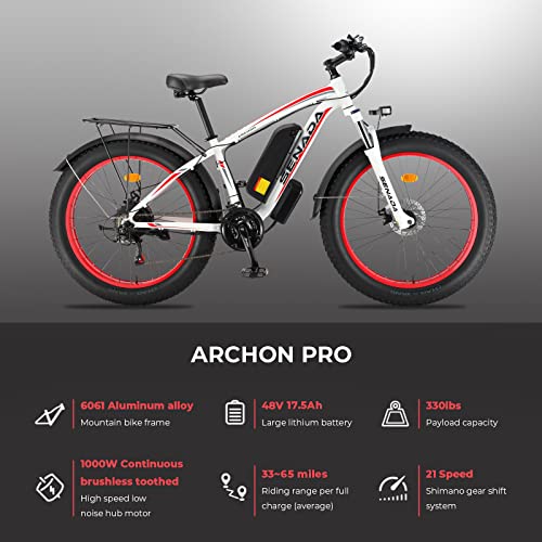 SENADA Fat Tire Electric Bike - 1000W Motor 48V 17.5Ah