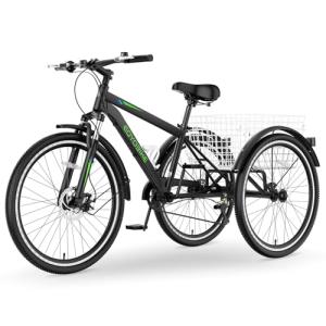 MOPHOTO 7-Speed Adult Mountain Tricycle with Basket