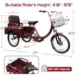 MOOITZ Adult Tricycle with Front Basket, Red