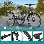 MOPHOTO 7-Speed Adult Mountain Tricycle with Basket