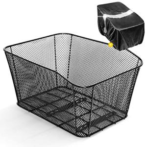 ANZOME Heavy-Duty Rear Bike Basket with Cover