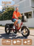 QRONGE 960W Folding Electric Tricycle for Adults