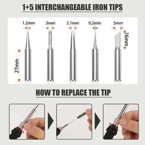 60W Soldering Iron Kit with Interchangeable Tips