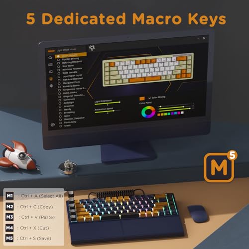 RK Royal Kludge RKS70 Split Wireless Gaming Keyboard