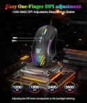Ergonomic RGB Wired Gaming Mouse with Adjustable DPI