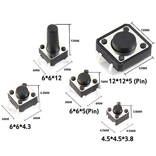 Yetaida 125pcs Tactile Push Button Switch Kit
