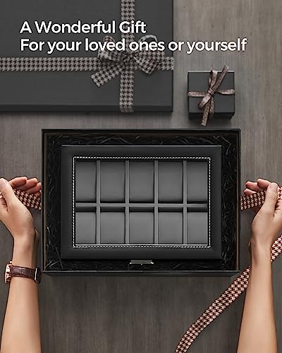 20 Black Glass Top Men's Watch Boxes by SONGMICS