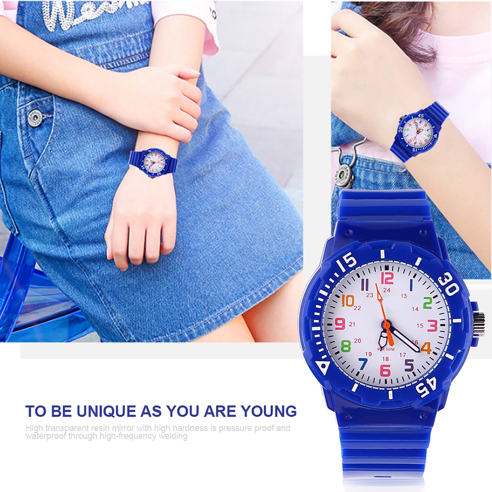 Kids Waterproof Sports Quartz Watch in Blue